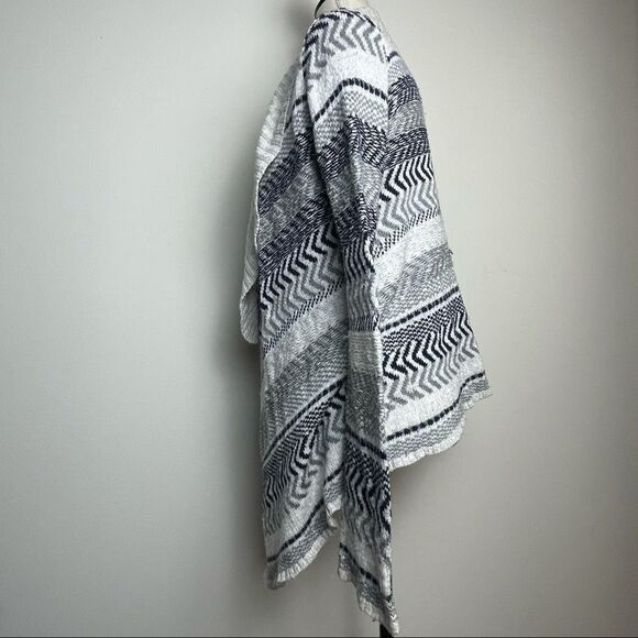White Gray and Navy Blue Long Sleeve Open Cardigan Sweater Cotton Sweater size M - Picture 7 of 11